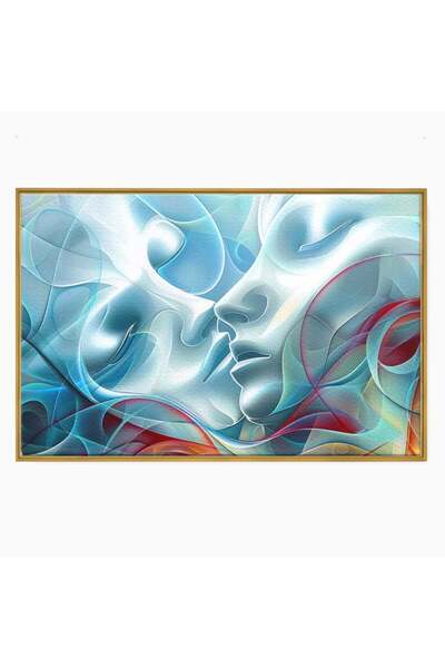 Luxcanva Tablou Canvas Suflete Impletite 70x50 cm cu Rama Auriu Fluiditate Co...