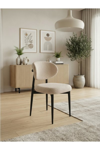 Concept Ayz Home Sofia Serisi 6 Adet Krem Oscar Kumaş Sandalye Seti (Modern S...