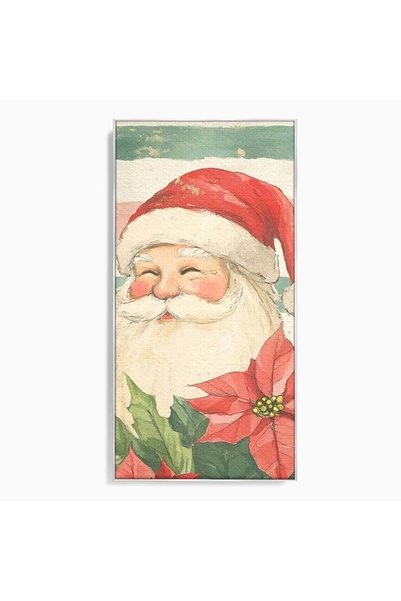 Luxcanva Tablou Canvas Mos Craciun 70x140 cm cu Rama Argintiu Simbolul Bucuri...