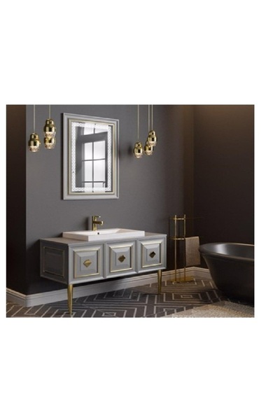 Belinza DAVLOS BANYO DOLABI TAKIMI TAŞ GRİ GOLD 120 CM