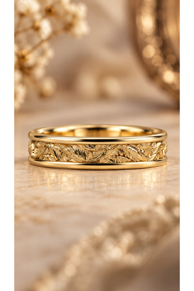 Coy Diamond 14 Ayar Altın Vintage Tasarım Alyans