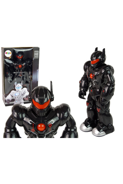 LEAN Robot interactiv mergă, cu sunete și lumini, negru.