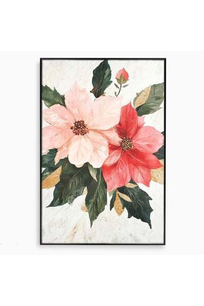 Luxcanva Tablou Canvas Aranjament Floral de Sarbatori 40x60 cm cu Rama Negru ...