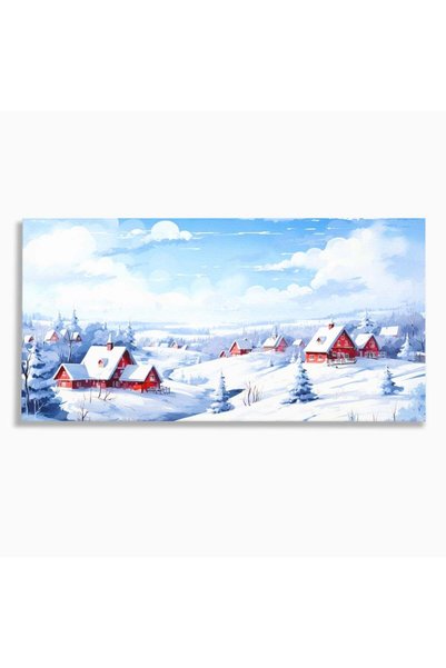 Luxcanva Tablou Canvas Iarna pe Ulita 120x60 cm pe Sasiu Lemn Plimbare Iarna ...
