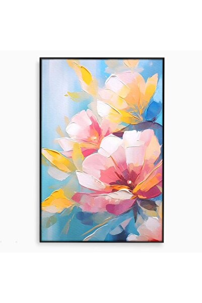 Luxcanva Tablou Canvas Cherry Flowers . Dormitor 50x70 cm cu Rama Negru Buche...