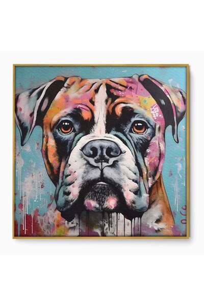 Luxcanva Tablou Canvas Boxer Dog 140x140 cm cu Rama Auriu Decorativ Dormitor ...