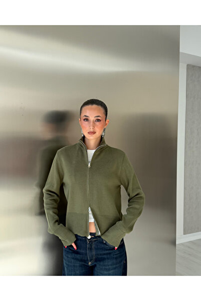 LUUNA STORE HAKİ FERMUARLI TRİKO HIRKA - 1615