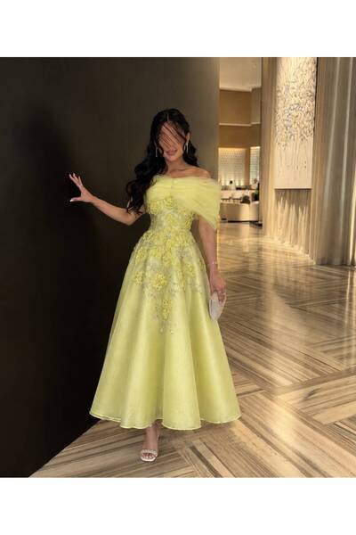 MILANORA Elegant Evening Dress Lemon Color