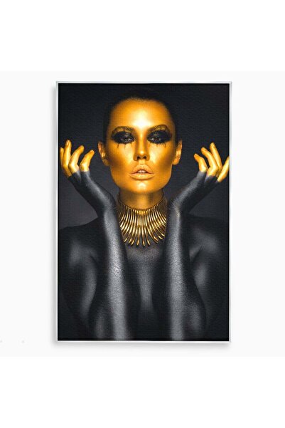 Luxcanva Tablou Canvas Wakanda Beauty 70x100 cm cu Rama Argintiu Gold Femeie ...