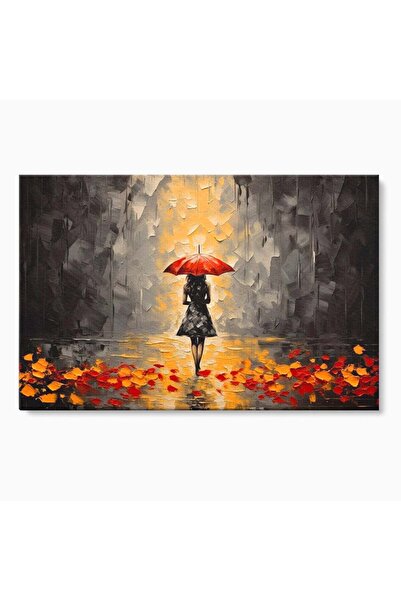 Luxcanva Tablou Canvas Singura Toamna 80x120 cm pe Sasiu Lemn Ploaie Umbrela ...
