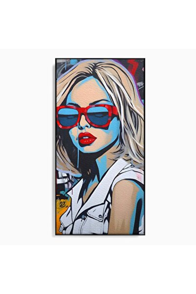 Luxcanva Tablou Canvas Girl With Sunglasses 70x140 cm cu Rama Negru Culori Po...