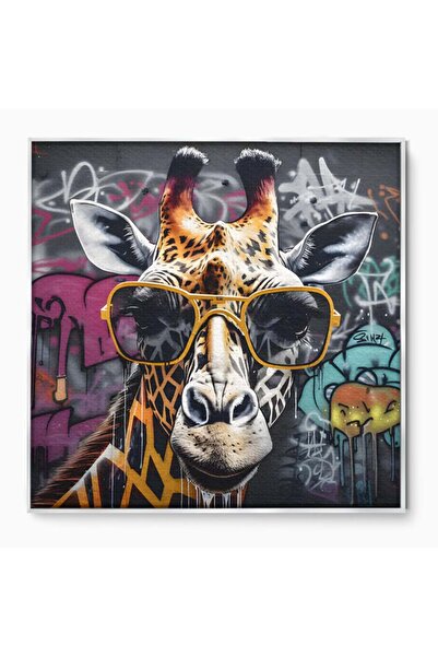 Luxcanva Tablou Canvas Safari Fashion 50x50 cm cu Rama Argintiu Culori Plante...