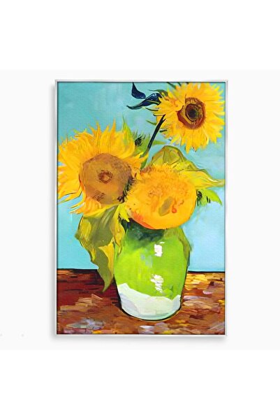 Luxcanva Tablou Canvas Vaza Cu Flori 70x100 cm cu Rama Argintiu Culori Floare...
