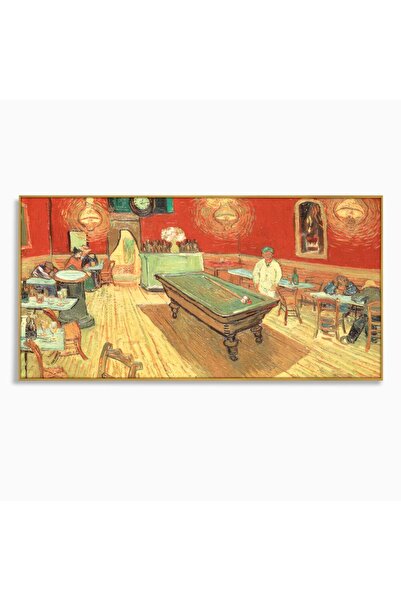 Luxcanva Tablou Canvas Pool Game 120x60 cm cu Rama Auriu Culori Biliard Bar