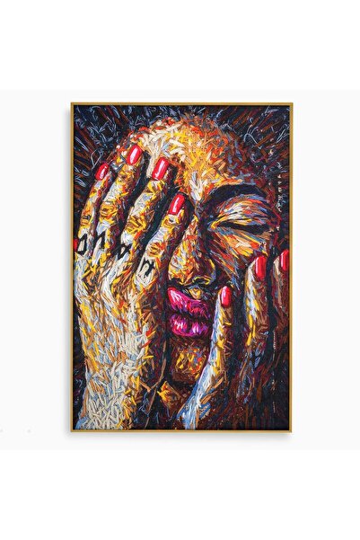 Luxcanva Tablou Canvas Morning Face 70x100 cm cu Rama Auriu Culori Fata Unghi...