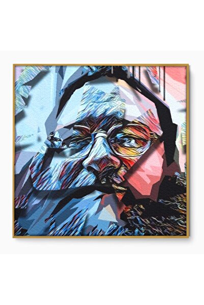 Luxcanva Tablou Canvas Abstract Old Man's Face 120x120 cm cu Rama Auriu Culor...