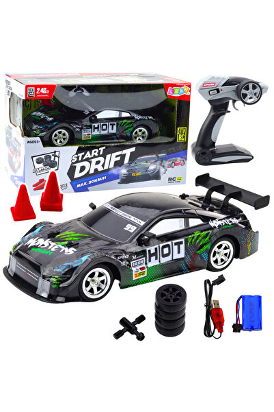 LEAN Mașină RC de drift Negru-Verde 30km/h 1:16