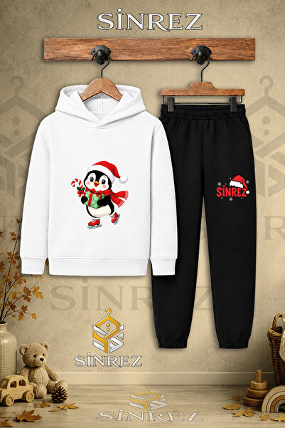 SİNREZ Children's Unisex Single Penguin Ice Skating Christmas Printed Hooded ...