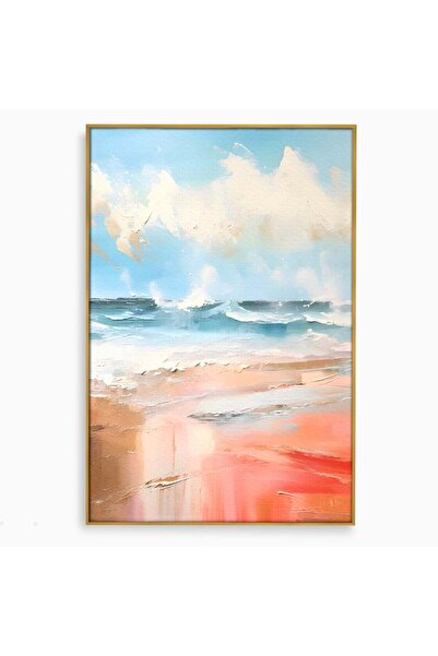 Luxcanva Tablou Canvas Sea Abstract 50x70 cm cu Rama Auriu Dormitor Decorativ...