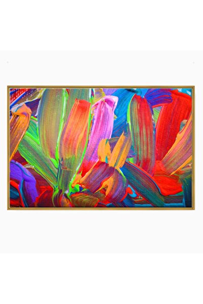 Luxcanva Tablou Canvas Abstract 70x50 cm cu Rama Auriu Abstract Camera Copilu...