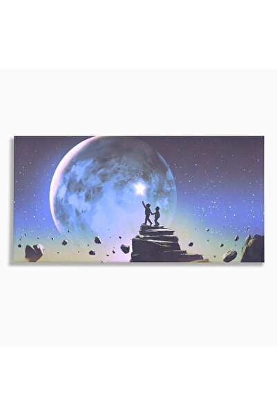 Luxcanva Tablou Canvas Stea Stralucitoare Pe Luna 140x70 cm pe Sasiu Lemn Ste...