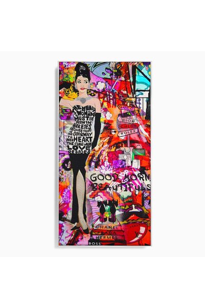 Luxcanva Tablou Canvas All About Brands 70x140 cm cu Ramă Argintie Pictură Po...