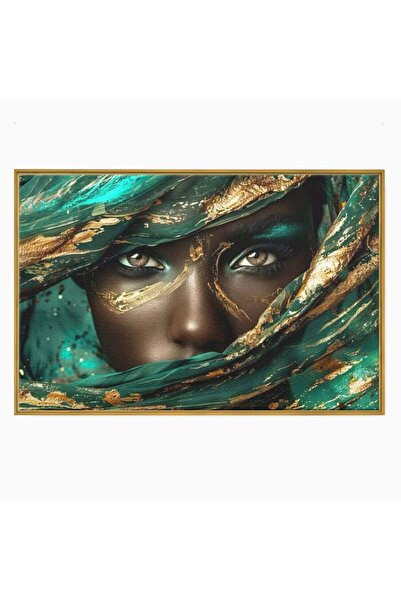 Luxcanva Tablou Canvas Ochi ce Spun Povesti 120x80 cm cu Rama Auriu Oriental ...