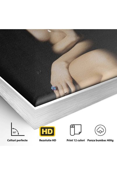 Luxcanva Tablou Canvas Sensual Women 90x90 cm cu Rama Argintiu Culori Women S...