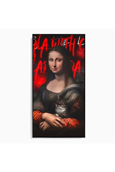 Luxcanva Tablou Canvas Lisa With Cat 60x120 cm cu Rama Negru Culori Da Vinci ...