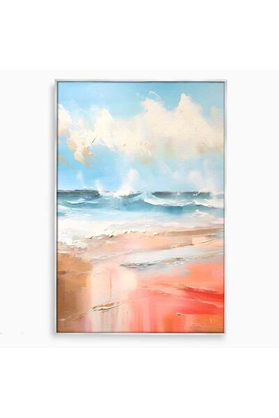 Luxcanva Tablou Canvas Sea Abstract 100x150 cm cu Rama Argintiu Dormitor Deco...