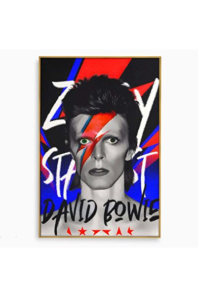 Luxcanva Tablou Canvas Portrait Of David Bowie 40x60 cm cu Rama Auriu Culori ...