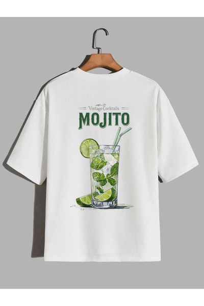 CrowsGate Βίντατζ μπλουζάκι με στάμπα Mojito, λευκό, σε μεγάλο μέγεθος