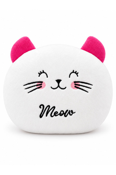 esdishopping White Cat Plush Decorative Pillow 35 X 30 cm Pink Eared Children...