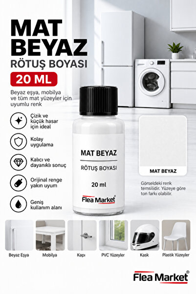 Flea Market Mat Beyaz 20 ml Rötuş Boyası – Beyaz Eşya, Mobilya, Kapı, PVC ve ...