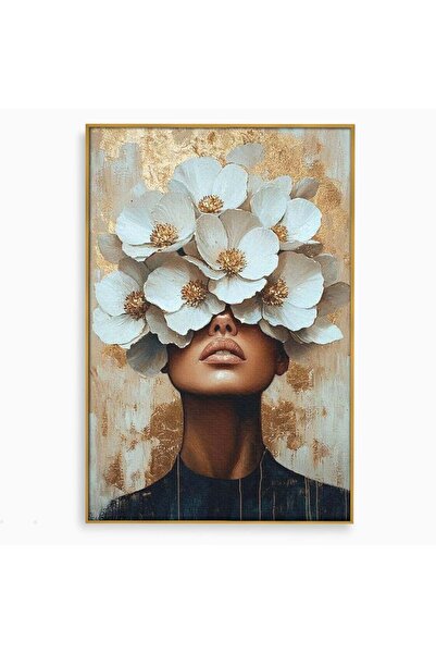 Luxcanva Tablou Canvas Vis Floral 70x100 cm cu Rama Auriu Gratie Floral Natura