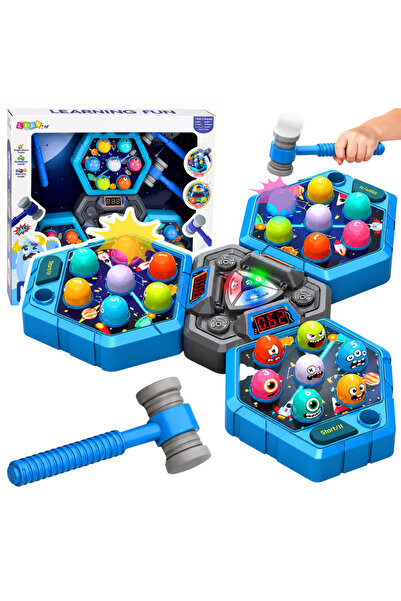 LEAN Joc arcade Whack-A-Mole cu personaje, pentru 3 jucători, 3 moduri, cioca...