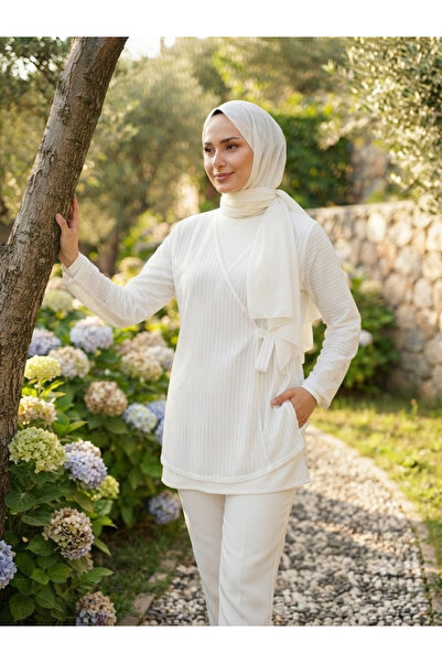 Genel Markalar 3 Boyutlu Kumaş Dokulu Kadın Kimono & Ceket & Pareo -Belden Ba...