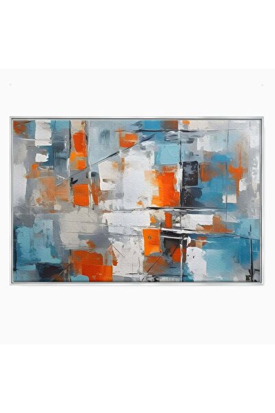 Luxcanva Tablou Canvas Abstract Culori Luminoase 70x50 cm cu Ramă Argintie Re...