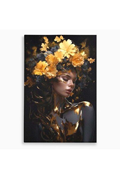 Luxcanva Tablou Canvas Zeita Toamnei 40x60 cm pe Sasiu Lemn Splendoare Flori Aur