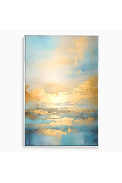 Luxcanva Tablou Canvas Rasarit Deasupra Marii 50x70 cm cu Rama Argintiu Relax...