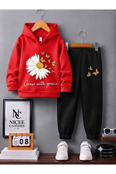 NC Nicee Clothes Children's Tracksuit Set Unisex (Daisy Butterfly Print Winter)