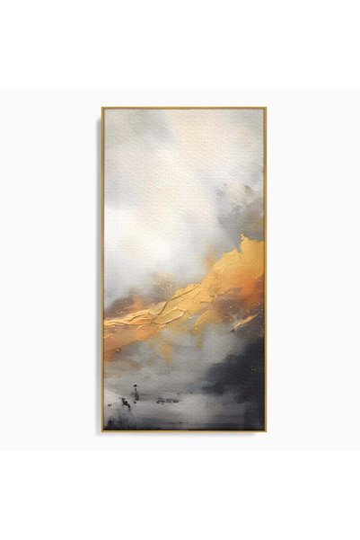 Luxcanva Tablou Canvas Pictură Abstractă Auriu și Gri 50x100 cm cu Ramă Aurie...