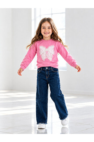 Luniya Girls' Seasonal Travel Set Stylish Model T-Shirt and Jeans Pants with ...