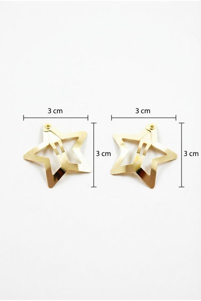 WORDAKS Yıldız Çıt Çıt Toka Gold - Yıldızlı Çıtçıt Toka Metal - Star Toka 4 Adet