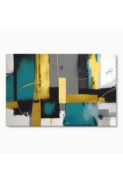 Luxcanva Tablou Pânză Pictură Abstractă Gri 120x80 cm pe Sasiu Lemn Verde și ...