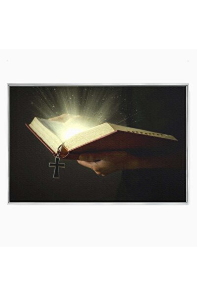 Luxcanva Tablou Canvas Biblia si Lumina Sfanta 120x80 cm cu Rama Argintiu Bib...
