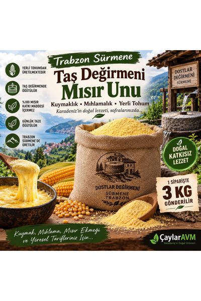ÇAYLAR AVM Trabzon Sürmene Taş Değirmeni Mısır Unu 3 Kg – Kuymaklık Yerli Tohum