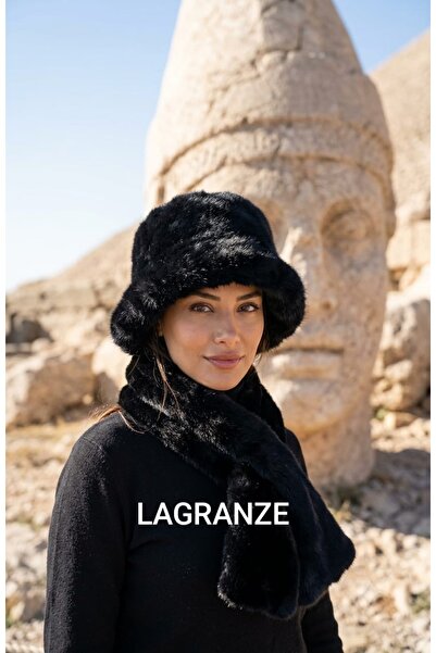 LAGRANZE Royal Frost Premium Women's Fur Scarf Beret Set