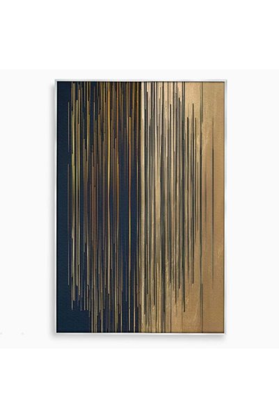 Luxcanva Tablou pe pânză cu dungi aurii și negre 40x60 cm cu ramă argintie Re...