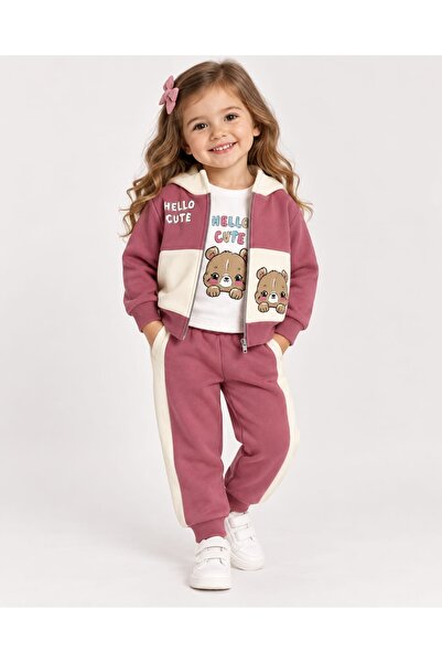 Honey Kids Kız çocuk 3 iplik kışlık 3lü takım